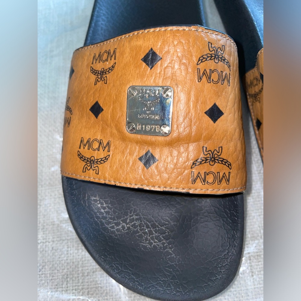 MCM Black and Brown Slide Sandals - Picture 5 of 16